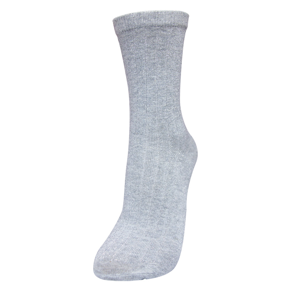 Girls Premium Grey Ribbed Crew Socks