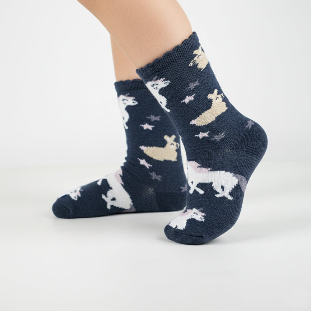Magical Unicorn Navy Girls Socks