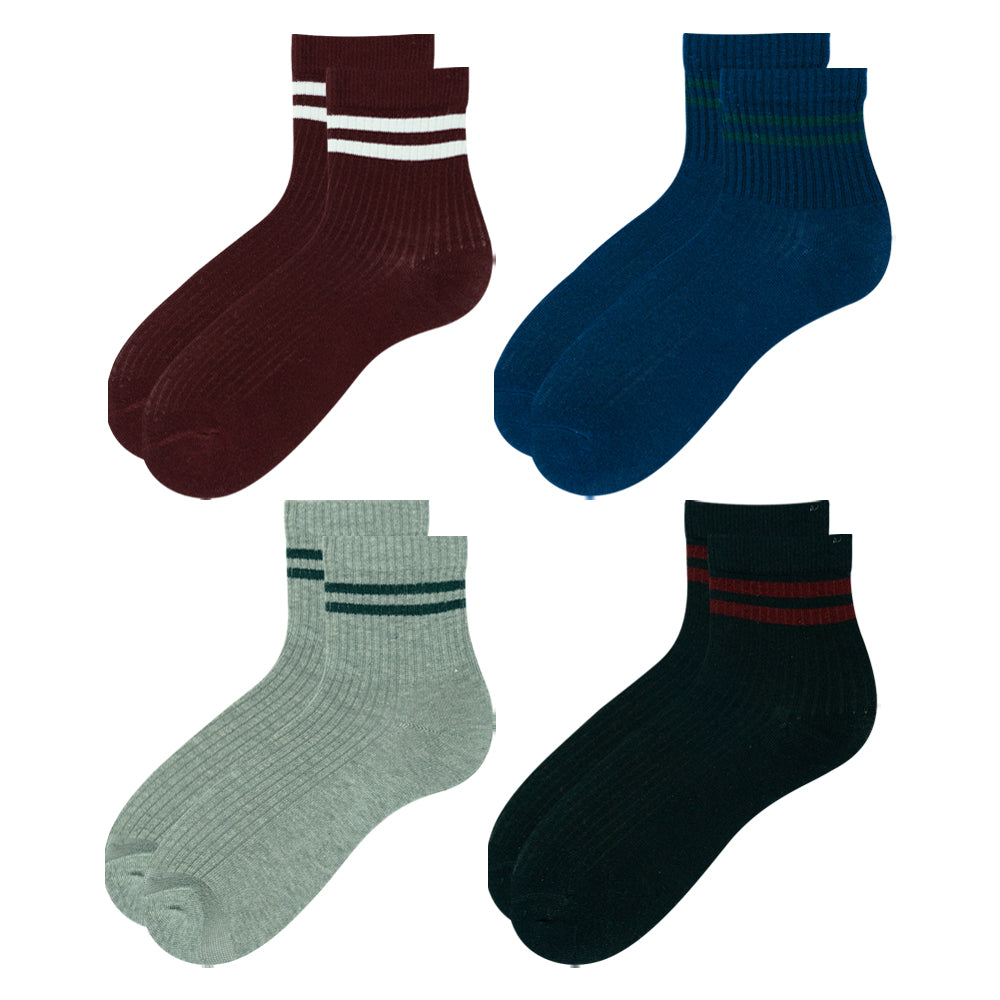 Pack Of 4-Unisex Retro Crew Socks