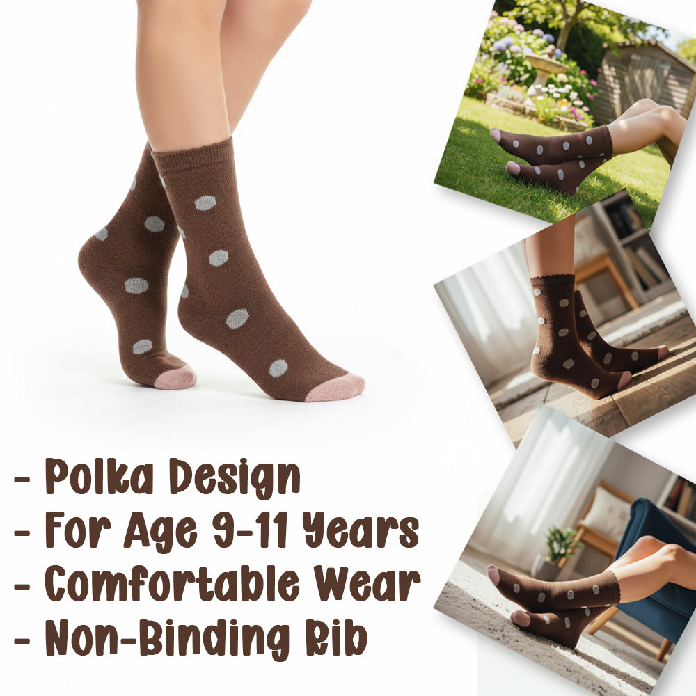 Girl's Cozy Polka Dot Crew Socks
