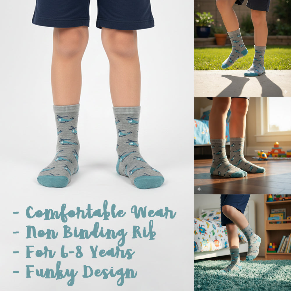 Little Helicopter Crew Boys Socks
