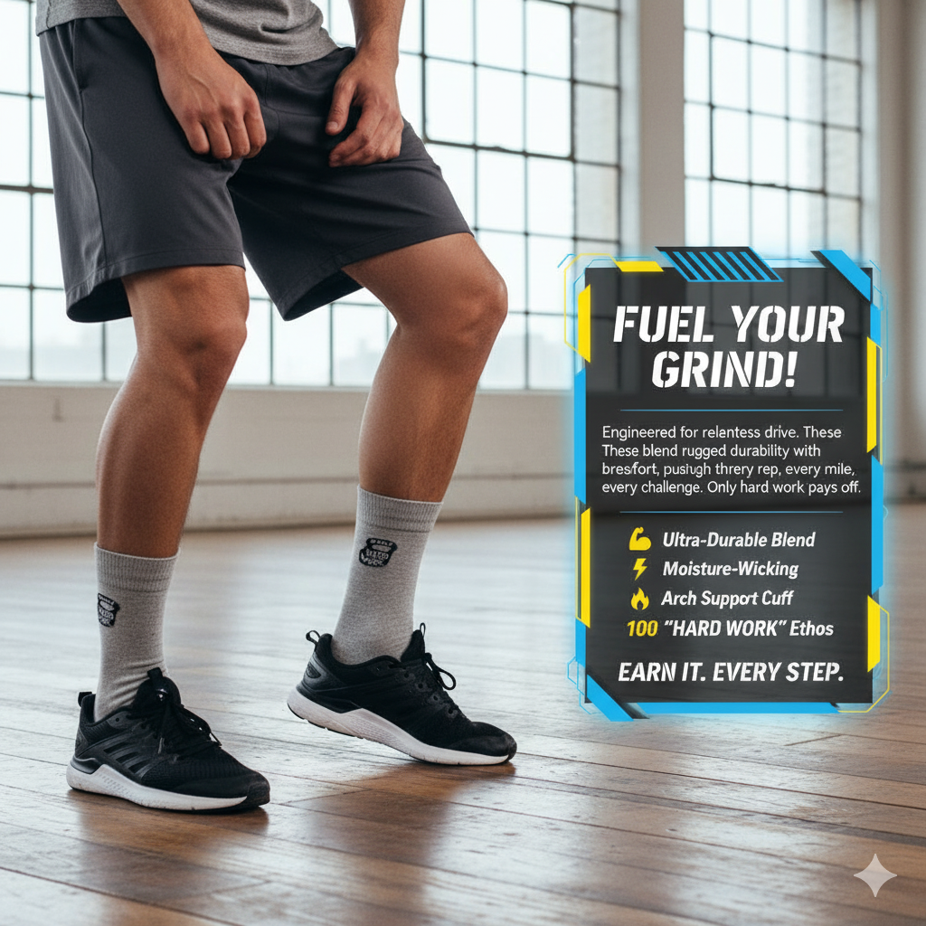 "Only Hard Work" Gym Socks for Men