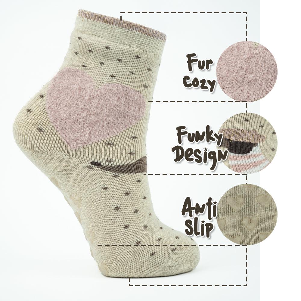 Girls Anti-Slip Cozy Crew Socks