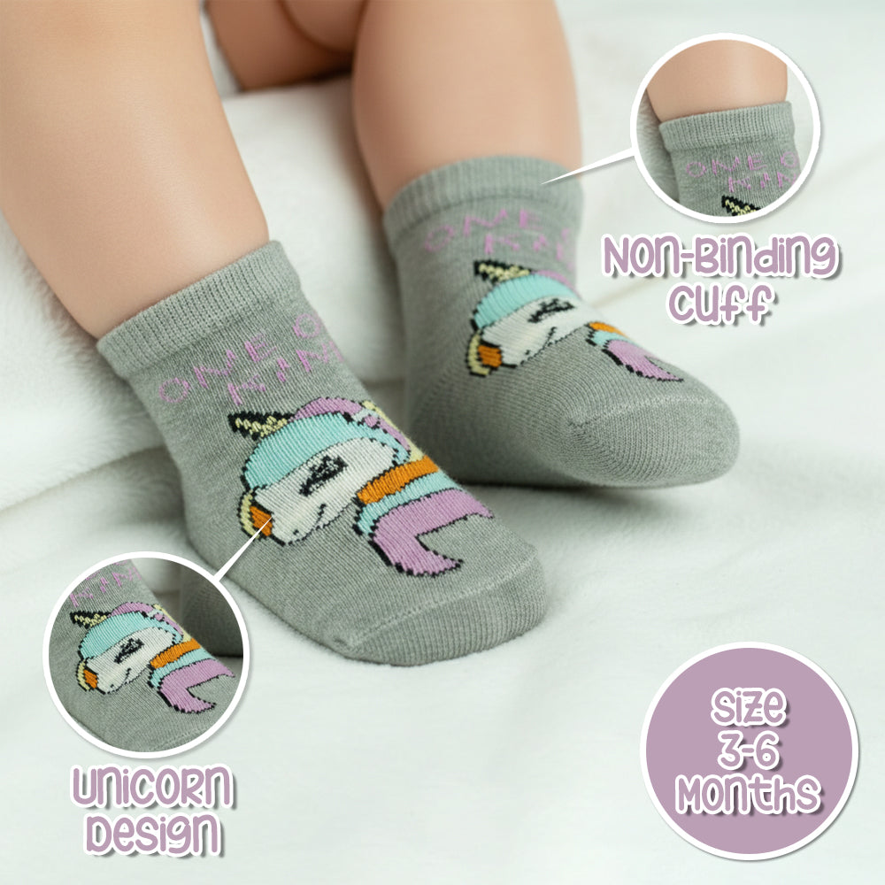 Baby Girl Unicorn Grey Socks