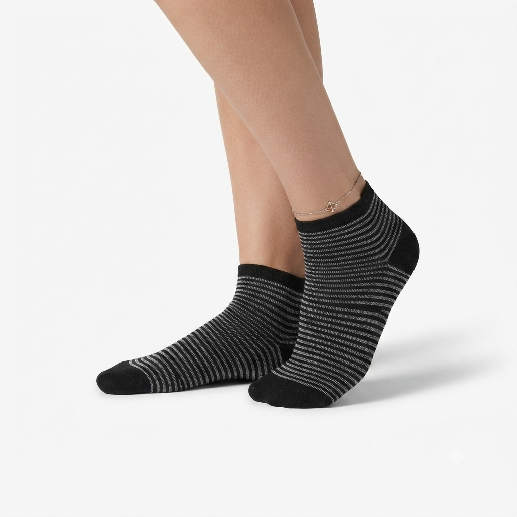 Women Sparkle Stripe Ankle Socks