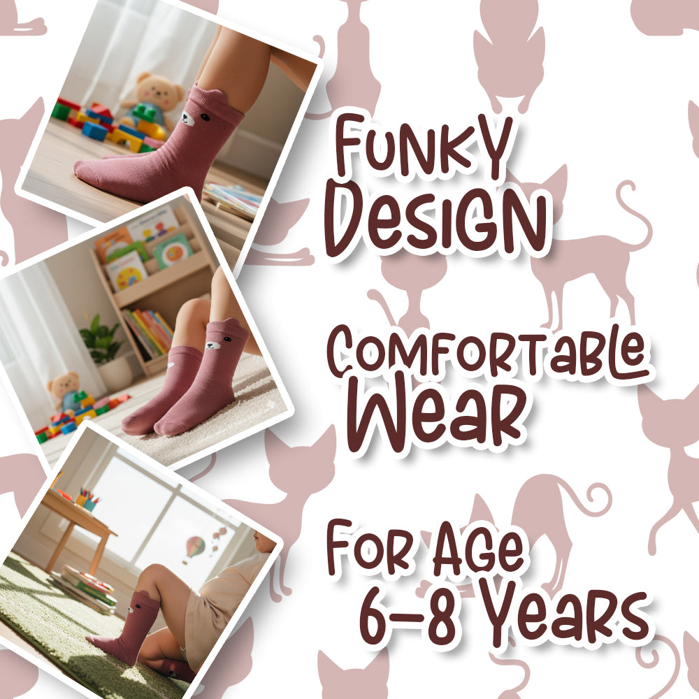 Adorable 3D Ear Bear Girls' Socks