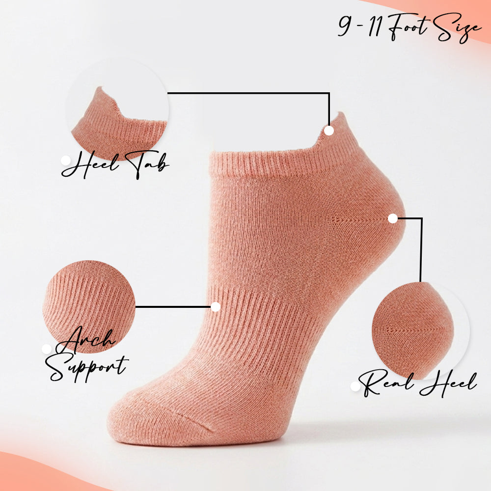 Women Plain Pink Ankle Socks