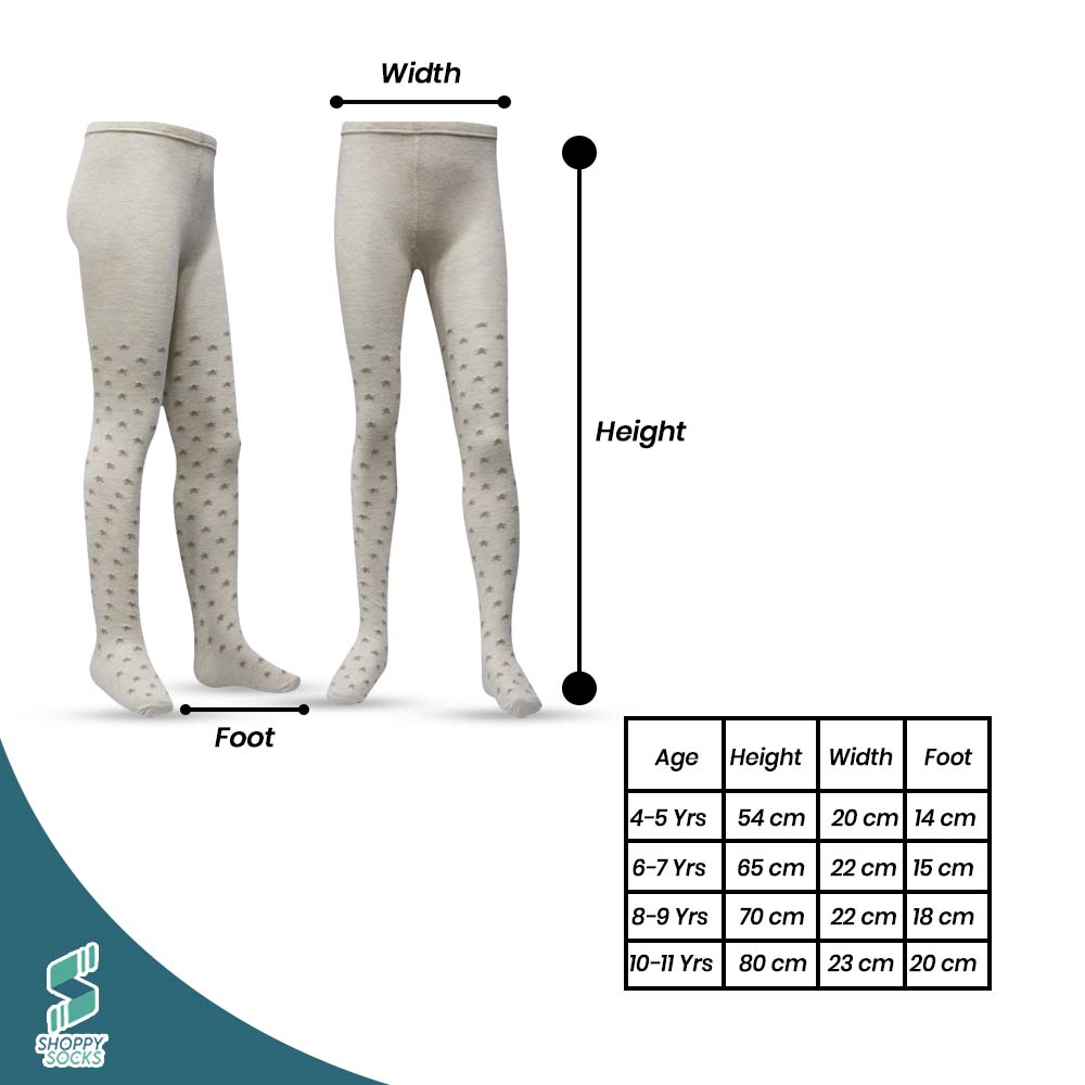 Cozy Beige with Brown Star Tights for Girls (CJ)