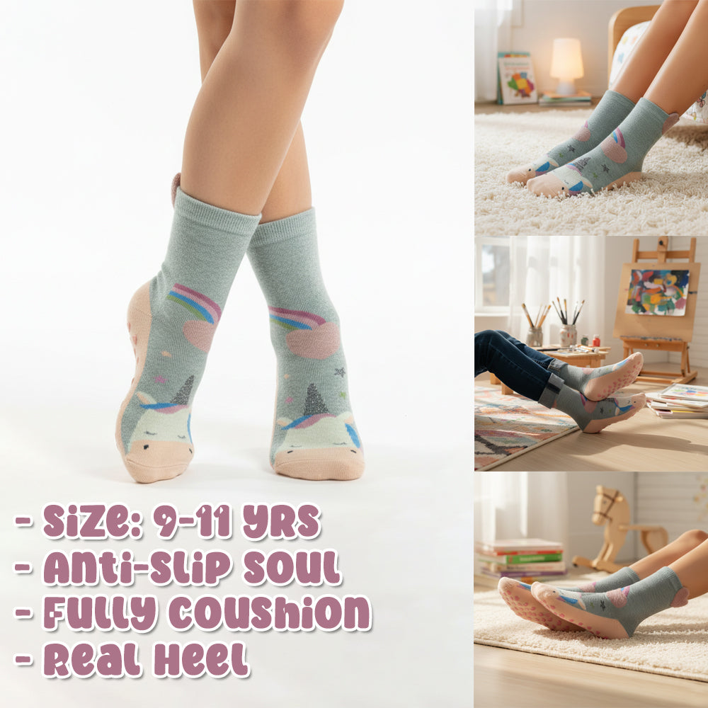 Girls Premium Unicorn Non-Slip Socks