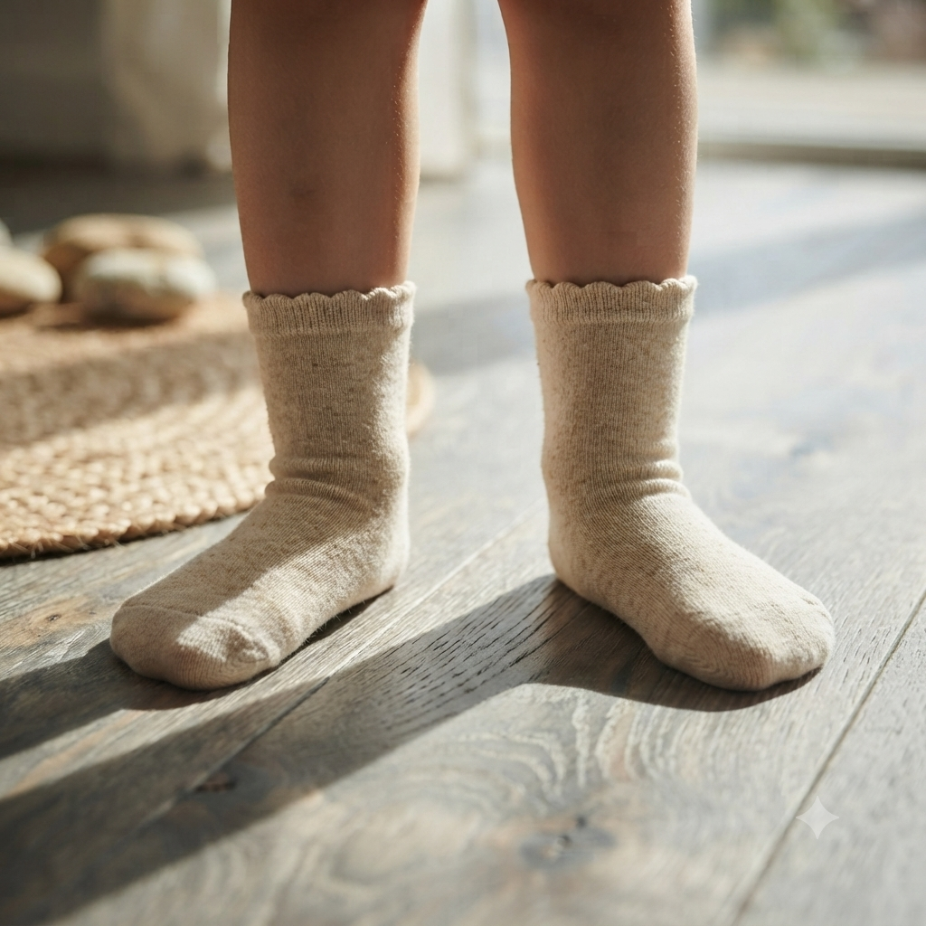 Girls Floral Scallop-Edge Crew Socks