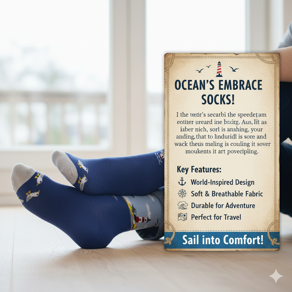 Men Lighthouse Seascape Print Socks