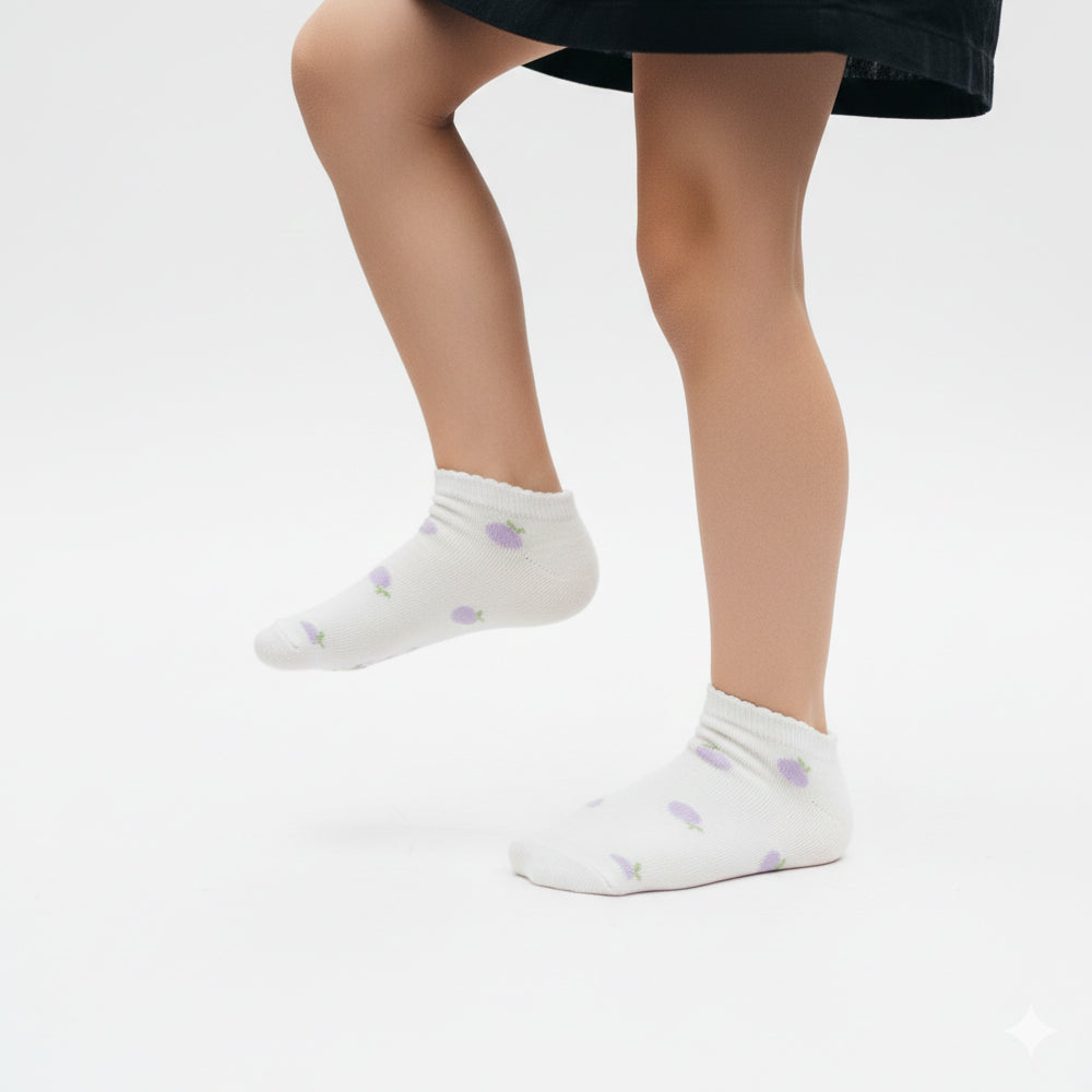 Lavender Fruit Print Ankle Girls Socks