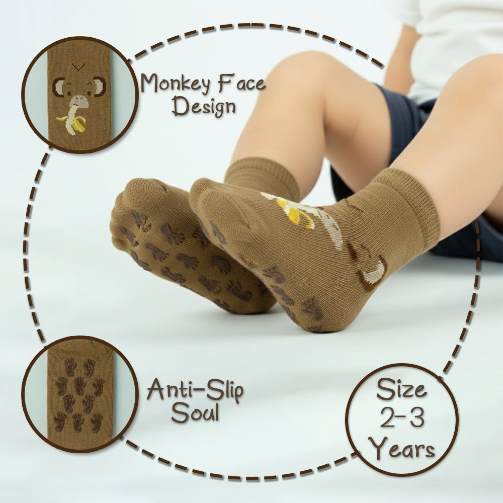 Boys Non-Slip Monkey Ankle Socks