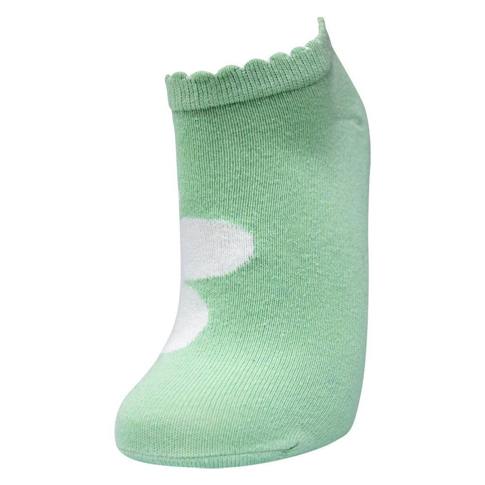 White Flower Print Girl's Ankle Socks