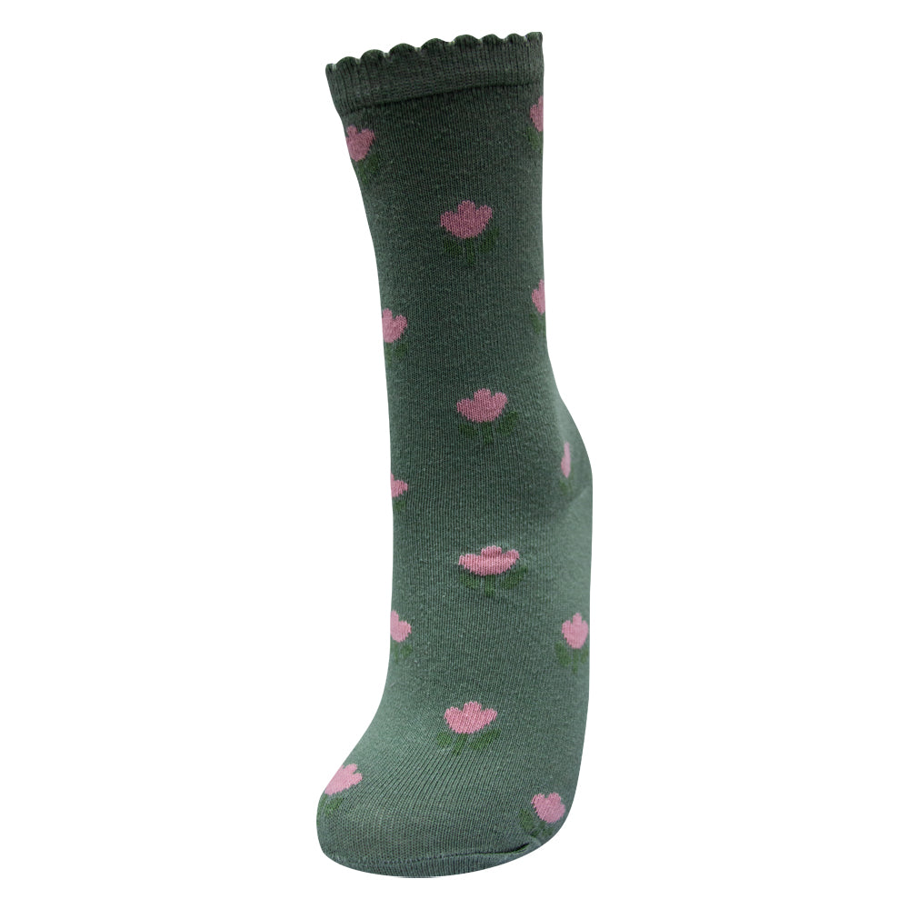 Girl Floral Cotton Crew Socks