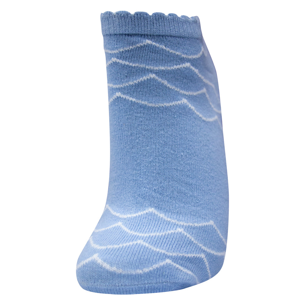 Blue With Wave Pattern Ankle Socks for Girls