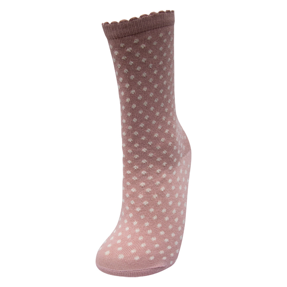 Polka Dot Ribbed Crew Socks for Girls
