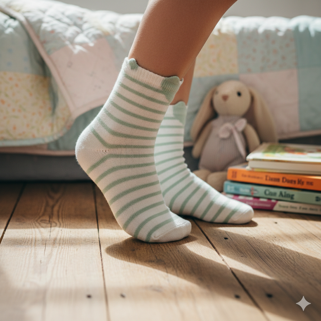 Heart Print Girls Crew Socks