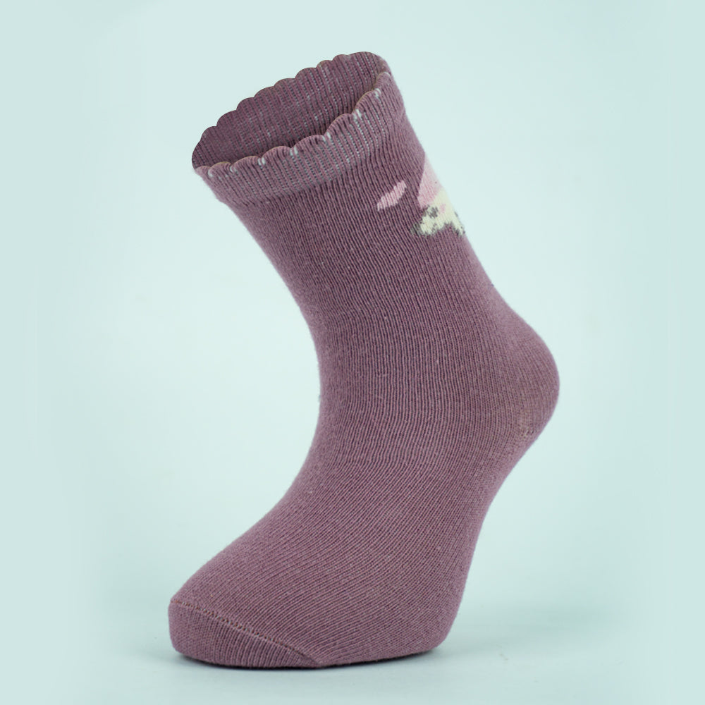 Hedgehog Print & Scallop Trim Baby Socks