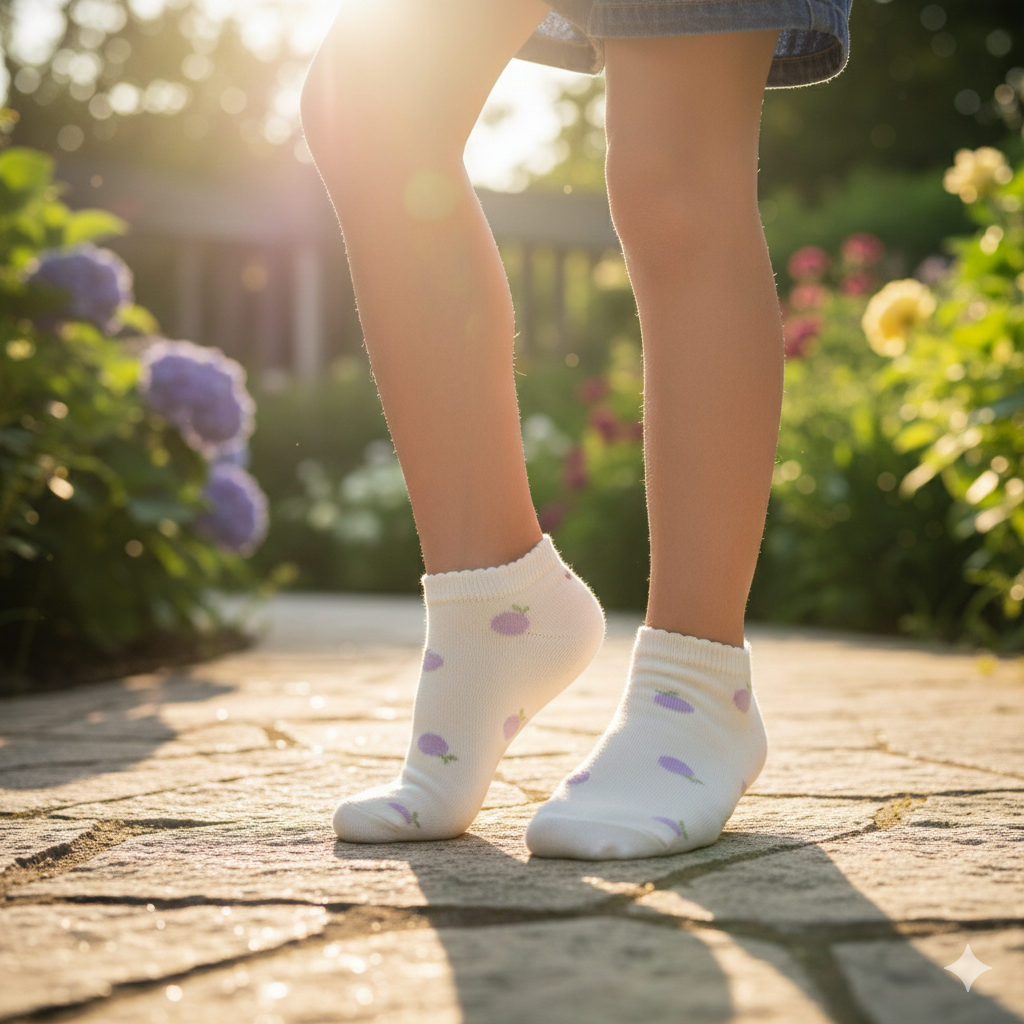 Lavender Fruit Print Ankle Girls Socks