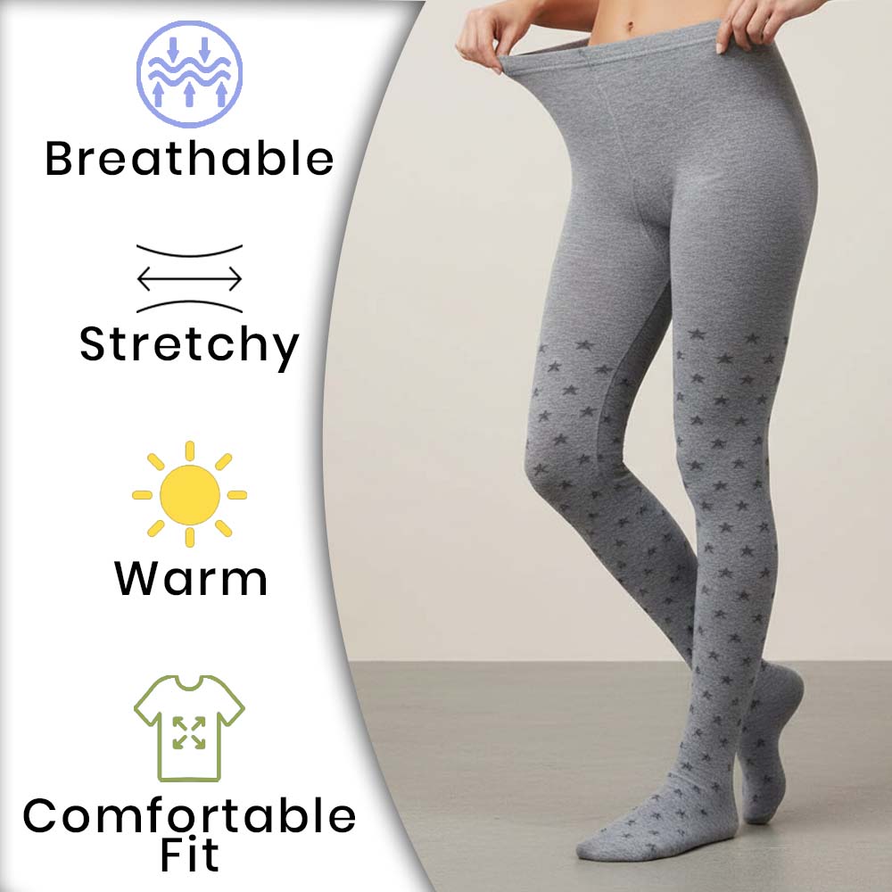 Girls Grey Star Print Tights  (CJ)