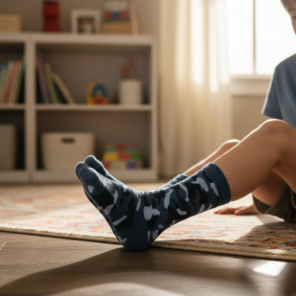 Boys' Blue Camouflage Crew Socks