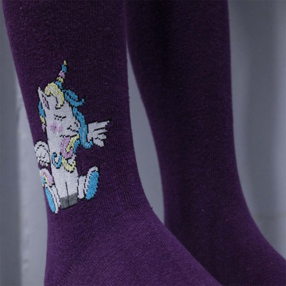 Purple with Unicorn Design Tights for Girls (OT)
