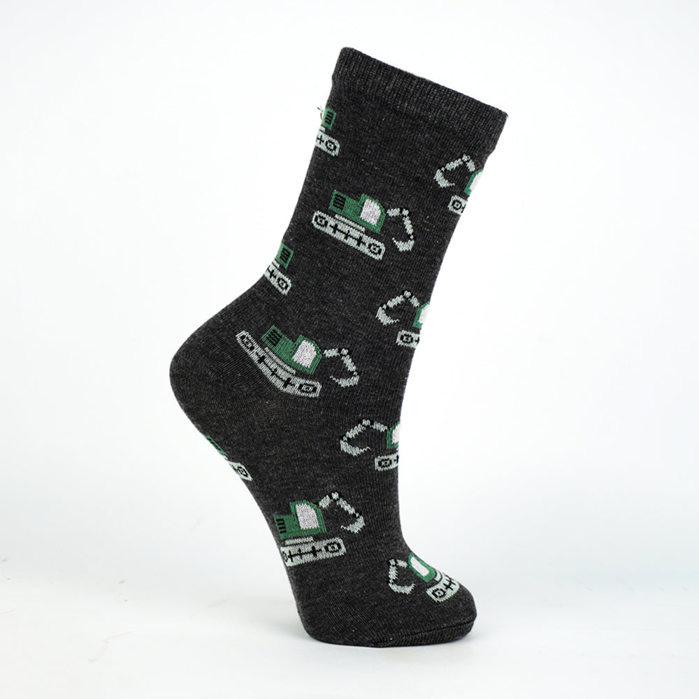 Boys Excavator Print Crew Socks