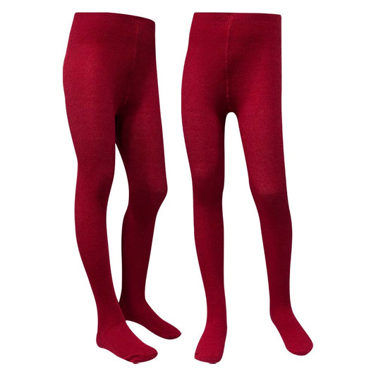 Cozy Knit Plain Red Girls Tights (OT)