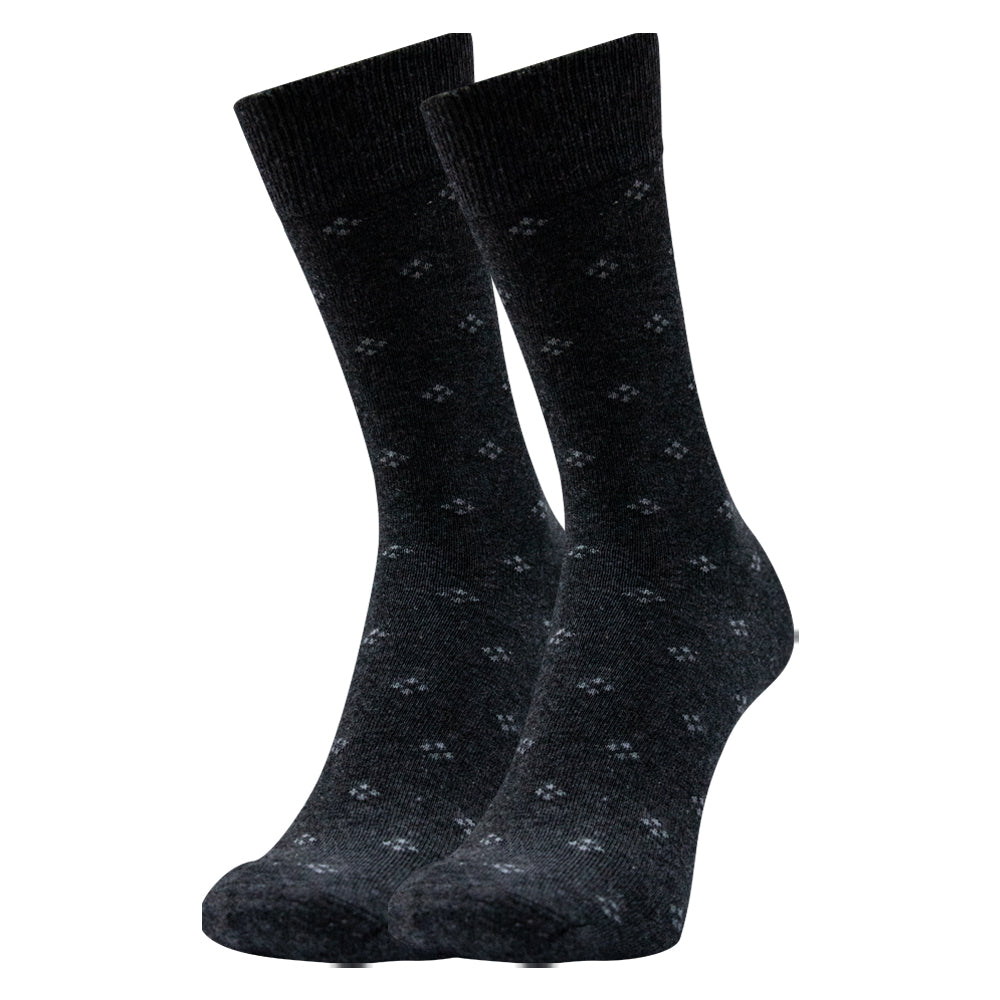 Men Black Crew Socks with Subtle Pattern