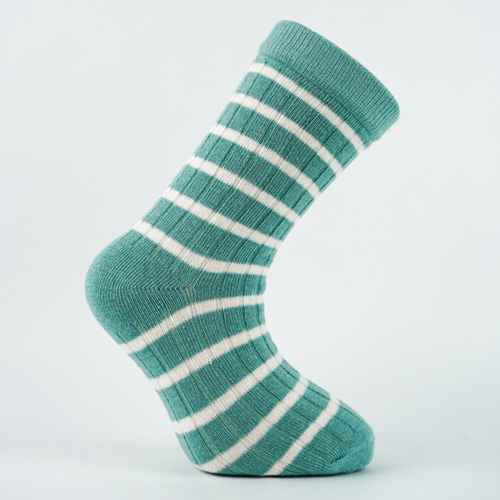 Girls Retro Ribbed Striped Crew Socks