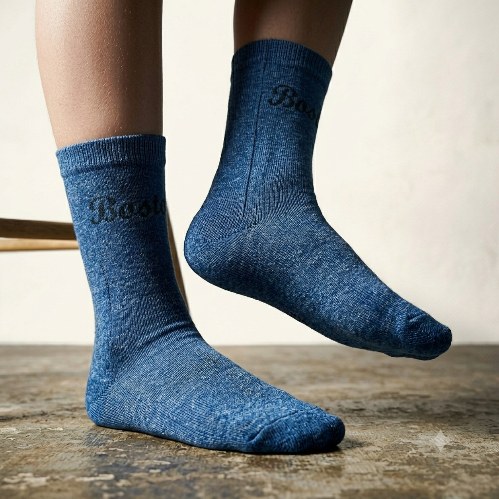 Boys Boston Print Crew Socks