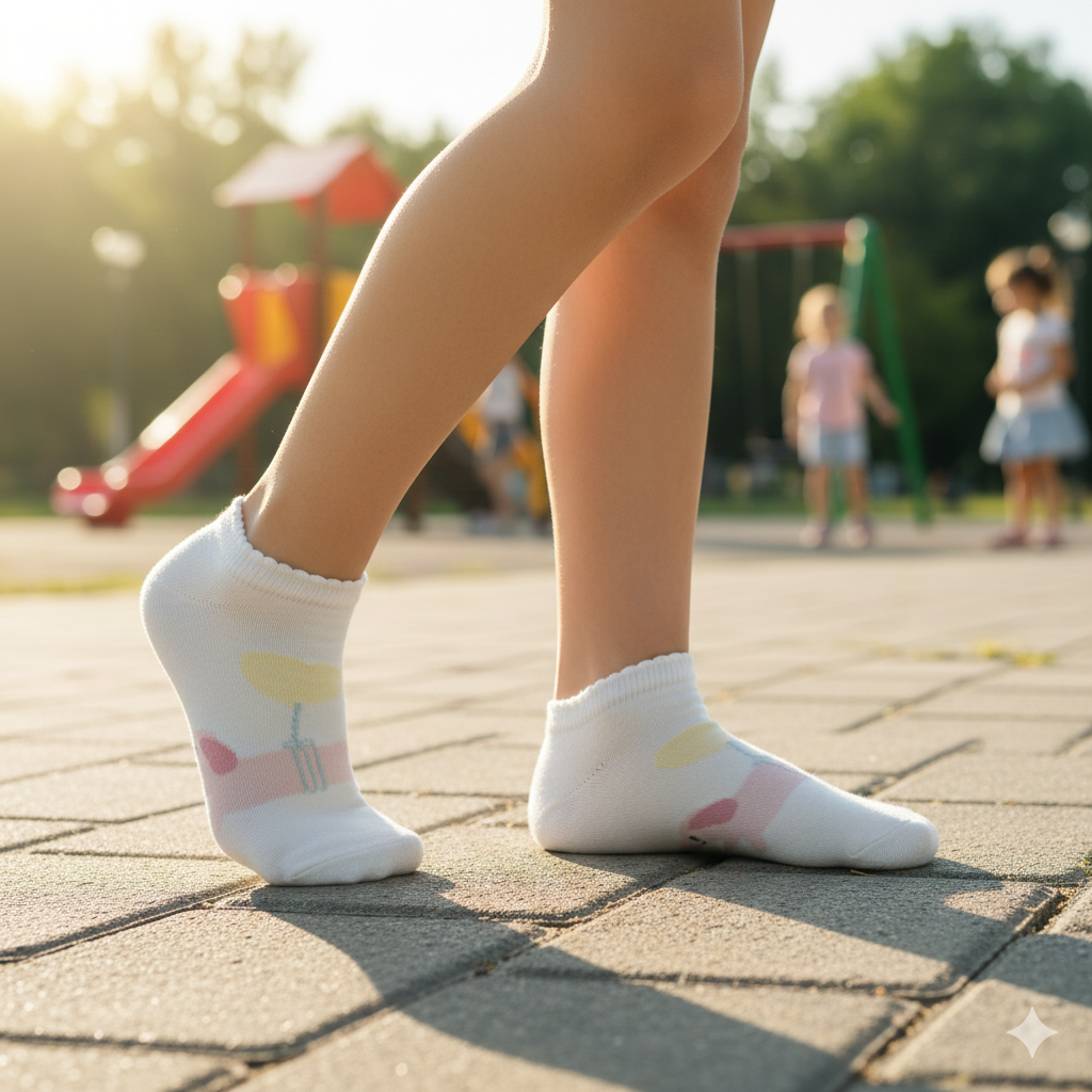 Girls' Puppy Print Ankle Socks