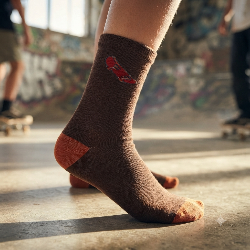 Boys Brown Skater Crew Socks