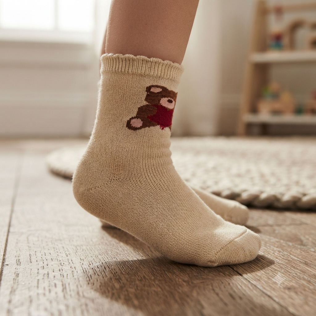 Heart Teddy Bear Girls Socks