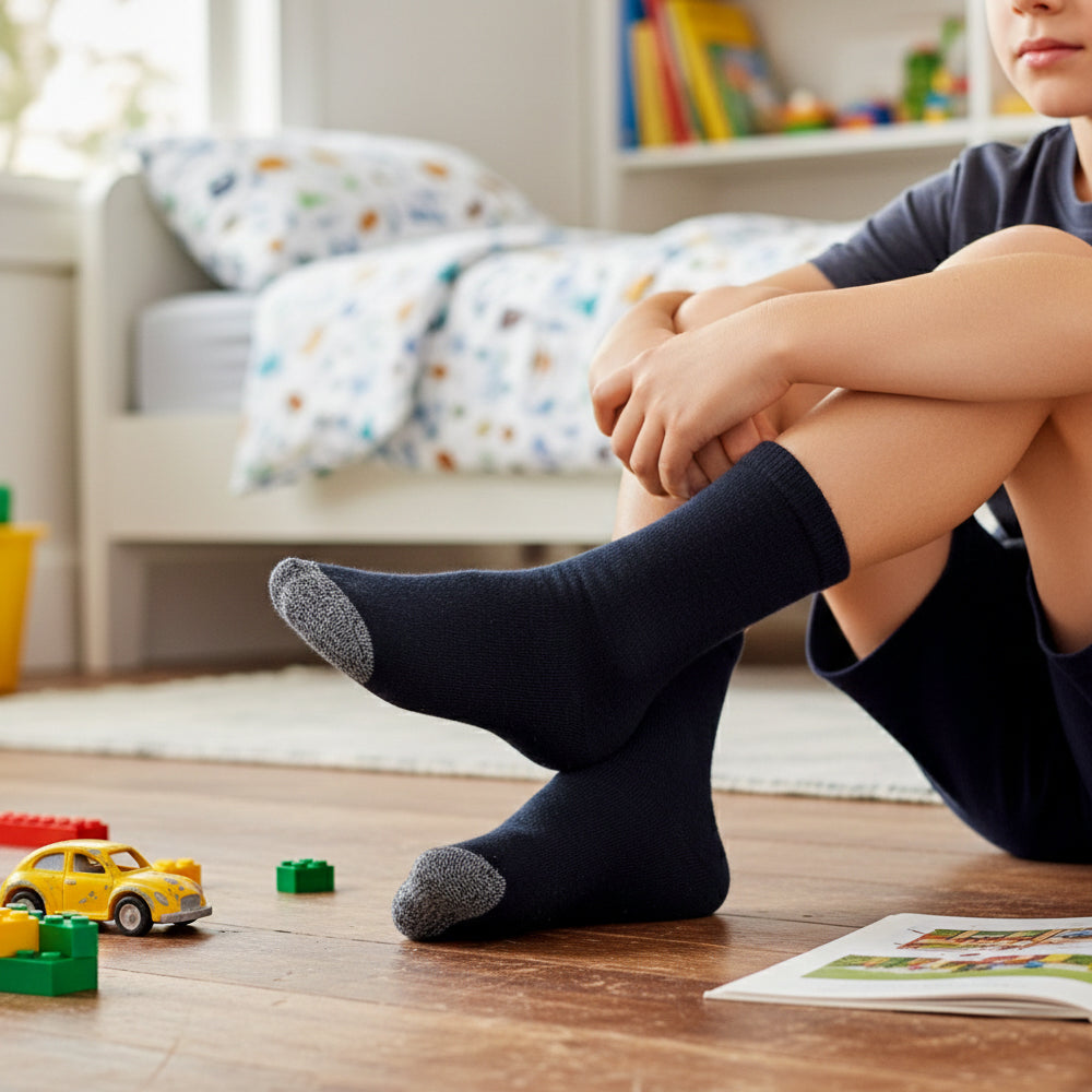 Boys' Navy Athletic Crew Socks