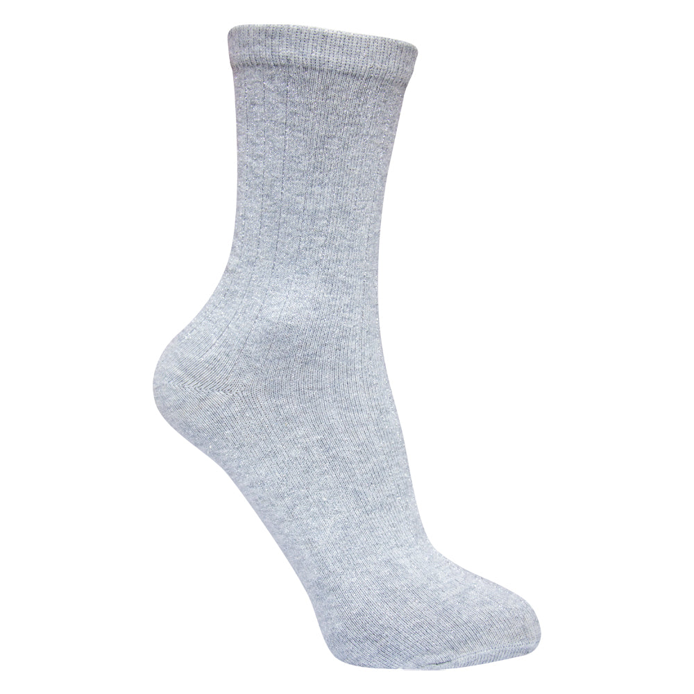 Girls Premium Grey Ribbed Crew Socks