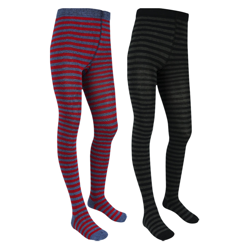 Girls Striped Cotton-Rich Tights