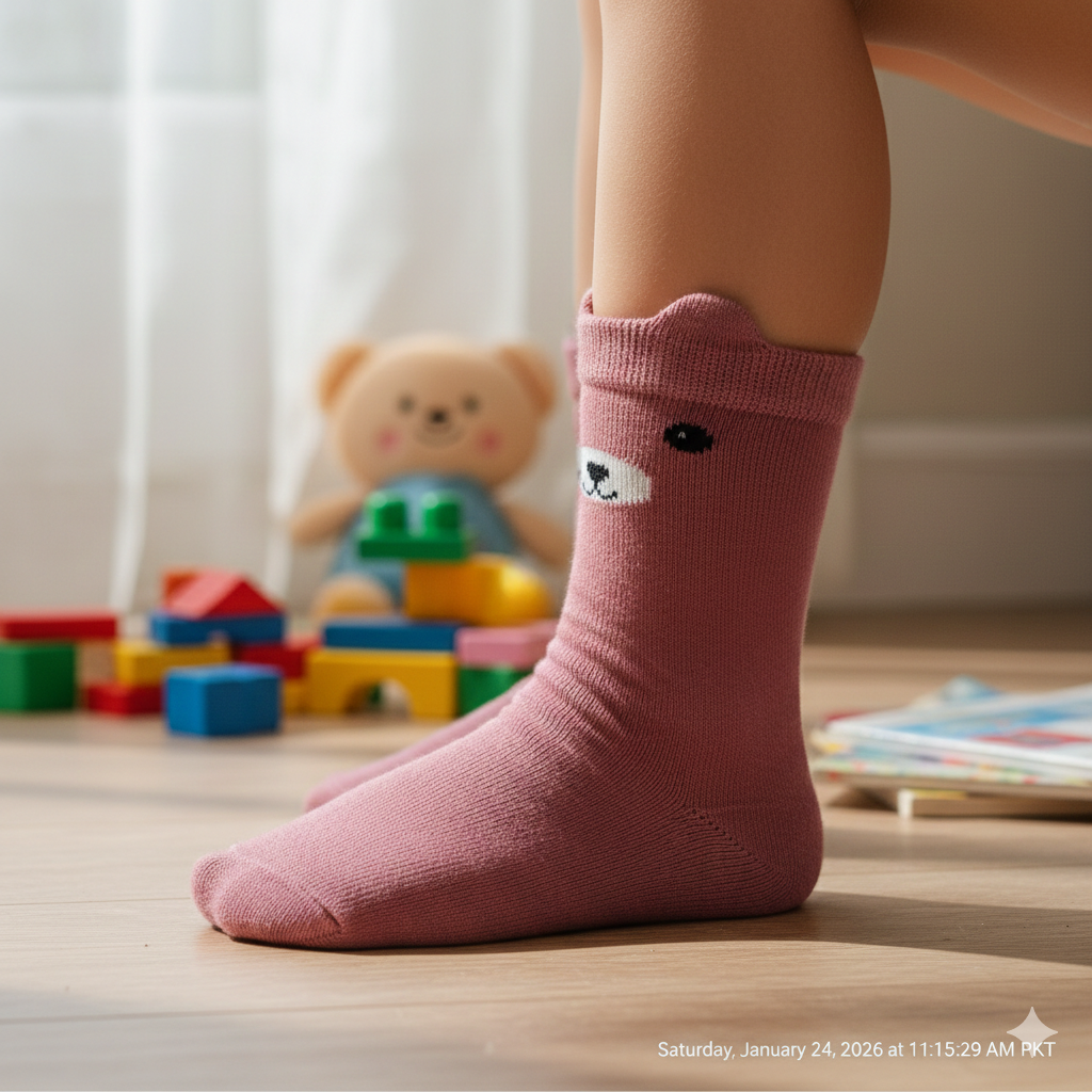 Adorable 3D Ear Bear Girls' Socks