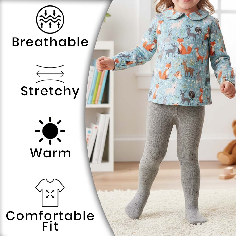 Cozy Knit Girls' Lacy Heart Pattern Tights (CJ)