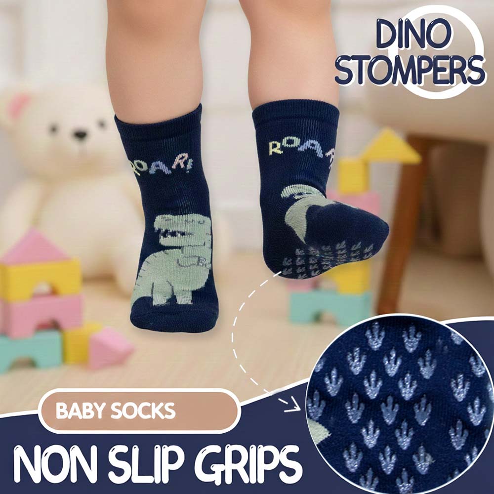 ROAR! Dino Print Anti-Slip Socks for Baby Boys