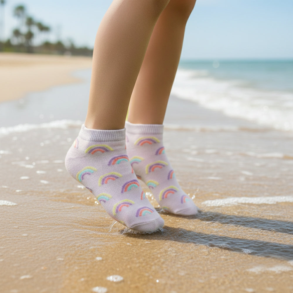 Rainbow Print Girls' Ankle Socks