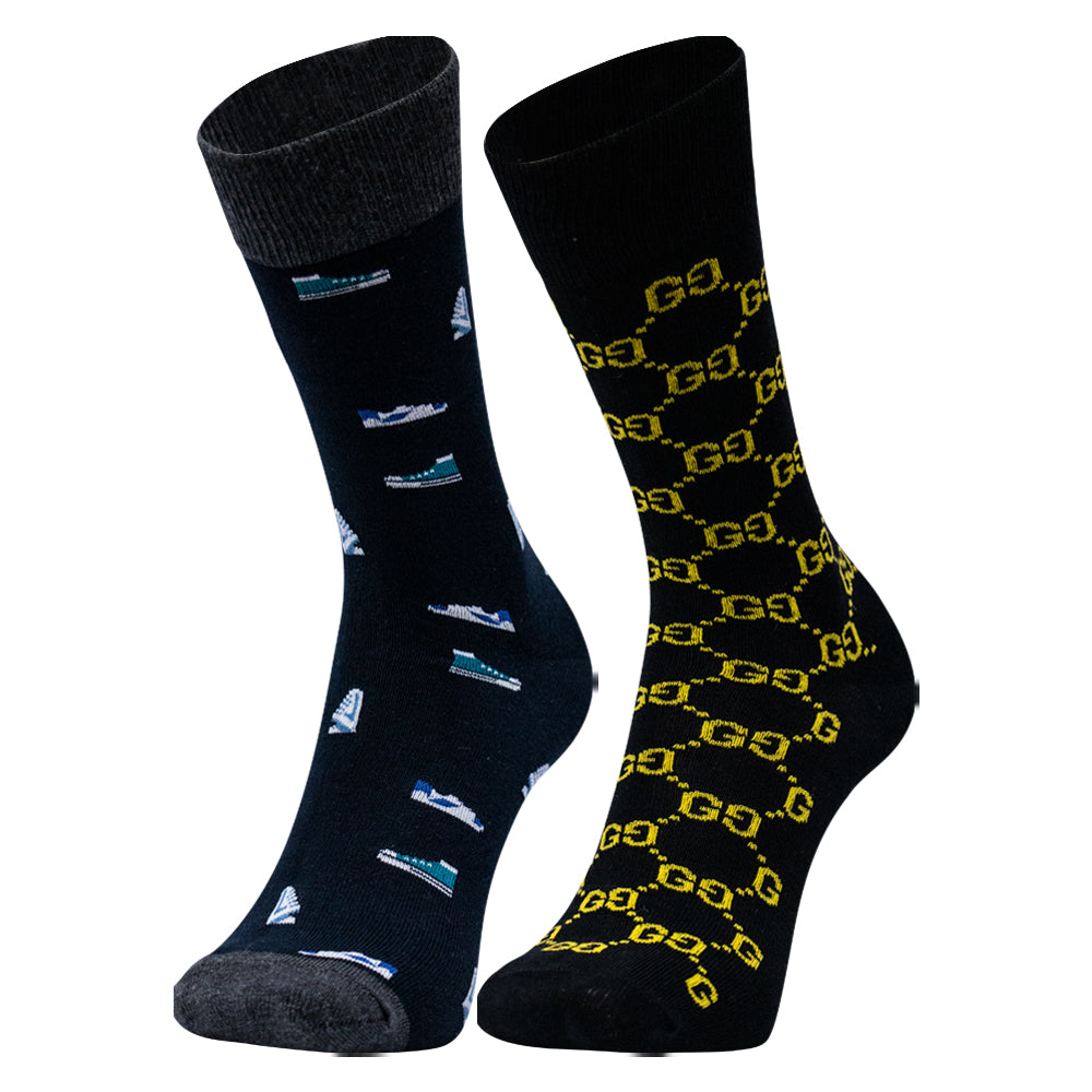 Pack of 2 - Men's Patterned Crew Socks