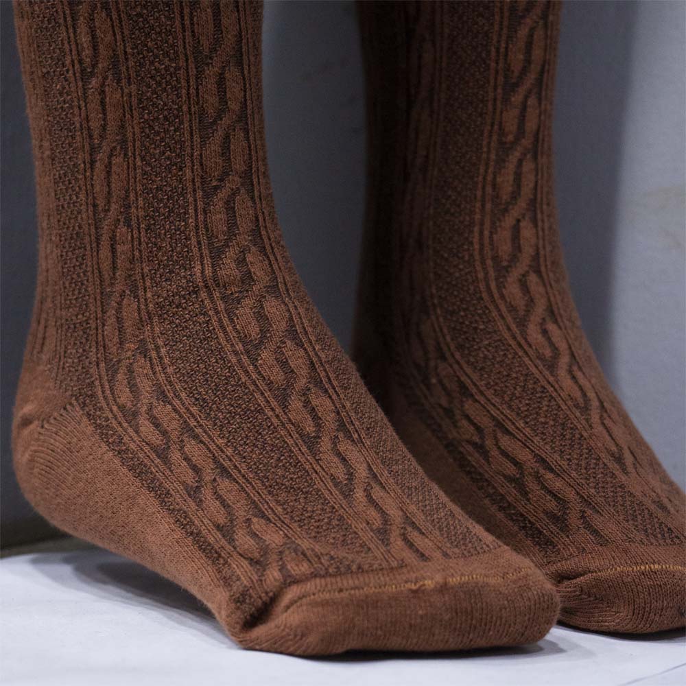 Cozy Cable Knit Bronze Girls Tights (OT)