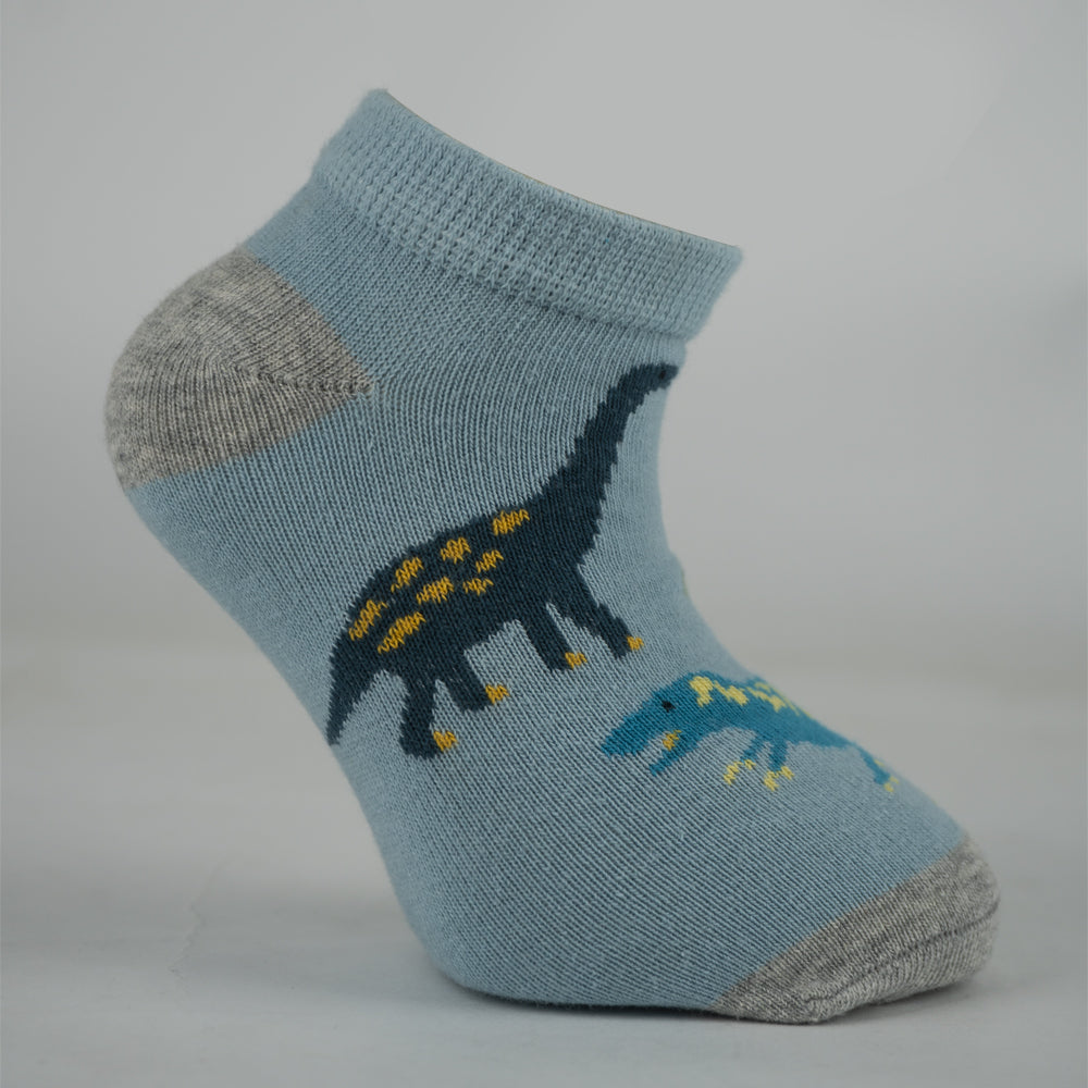 Boy's Dinosaur & Stripe Ankle Socks