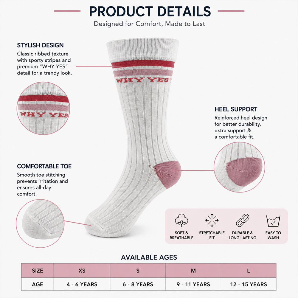Girls "WHY YES?" Statement Knee-High Socks