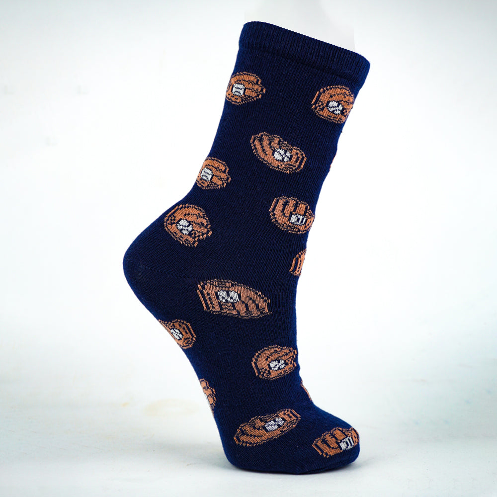 Boys Baseball Glove Print Crew Socks