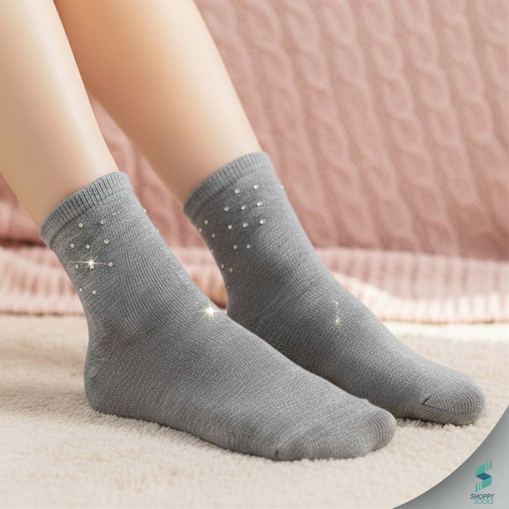 Women Crystal Embellished Ankle Socks