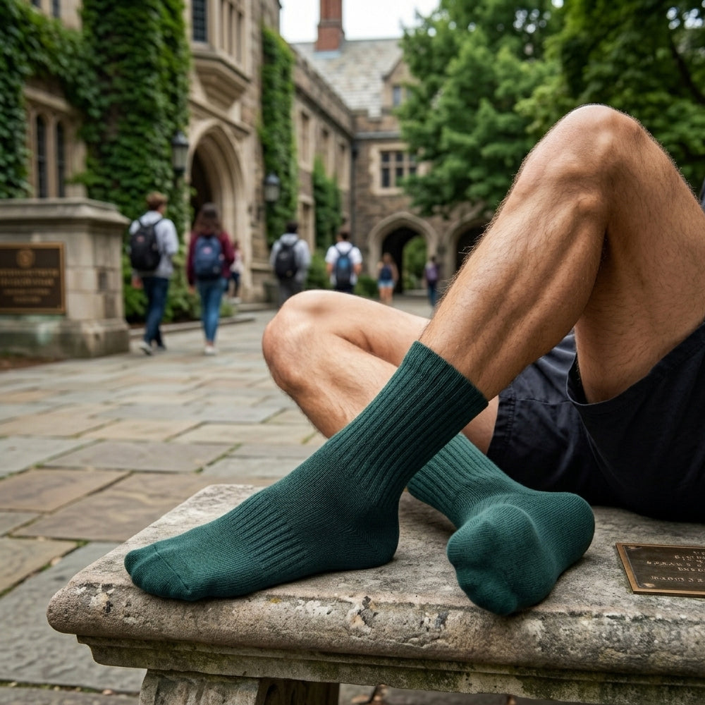 Forest Moss Ribbed Quarter Socks