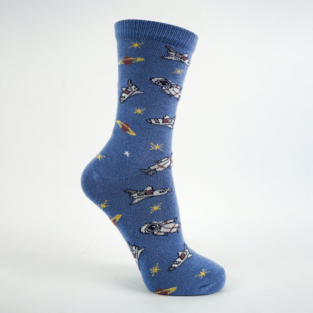 Boys Astronaut Print Crew Socks